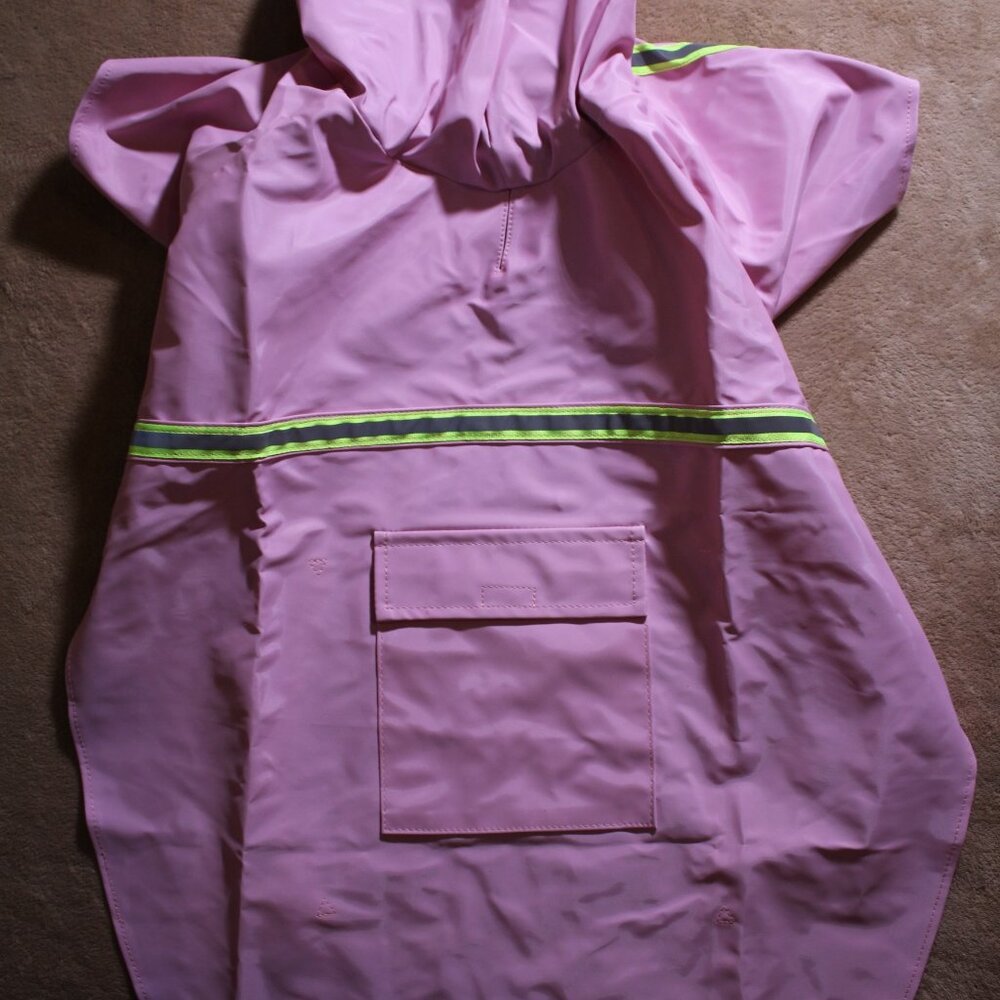NWoT Sz. XXL Pink Doggy Rain Coat Pockets‎ Hooded Reflective Waterproof (AA2)
